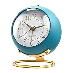 Tetino Alloy Steel Analog Alarm Clocks,Retro Backlight Cute Simple Design Small Desk Clock with Night Light,Silent Non-Ticking,Battery Powered,for Kids,Bedroom,Travel (Blue), 3.5 inch, 3.81 cm- Amazon