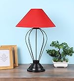 tu casa Table Lamps Black Metal Base with Red Cotton (Red) Shades- Amazon