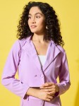 Dimpy Garments Notched Lapel Double-Breasted Crop Blazer- Myntra