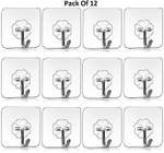Muktbhav Self Adhesive 12 Pcs Wall Hooks Heavy Duty Hooks for Hanging 10KG (Max) Magic Stickers Hooks Seamless Transparent Adhesive Hooks- Flipkart