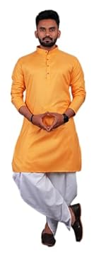 ashtang Men’s Cotton Blend Dhoti Kurta Set (XX-Large, Haldi Yellow)- Amazon