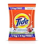 Tide Plus Detergent Washing Powder 10kg (7+3kg free), Tide Jasmine & Rose Fragrance, Removes Oil & Gravy Stains, Detergent Powder with Stain Magnets, Pack of 1- Amazon
