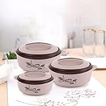 CELLO Sapphire Insulated Inner Steel Casserole Set of 3, Brown (500ml, 1000ml, 1500ml)| Hot Box for Kitchen | Hot Pot | Chapati Box | Locks in The Cold & Heat- Amazon