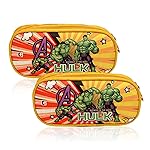 Kuber Industries Pack of 2 Pencil Pouch | Waterproof Stationary Bag | Geometry Box | Multi-Purpose Travel Pouch | 2 Compartments Utility Pouch | Marvel Hulk | Yellow- Amazon