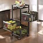 GOLDEX TURNOMATICS WITH LOGO Stainless Steel Kitchen Accessories Items Kitchen Storage Rack Drawer Multi-Purpose Kitchen Organizer : Kitchen Trolley Fruits, Vegetables, Cutlery & More! (3 Layer)- Amazon