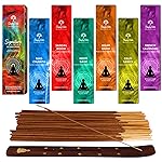 Simply Vedic Signature Incense Sticks Gift Set | 120 Natural Hand-Rolled Non-Toxic Agarbatti with Holder | Sandalwood, Nag Champa, Oudh, Palo Santo, Lavender, Sage | Aromatherapy Meditation Pooja Home- Amazon