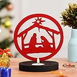 eCraftIndia Nativity Scene Holy Family Jesus Birth Decorative Showpiece Tea Light Candle Holder(Wooden Red)Tea Light Holder|Christmas Decoration Items for Home Office|Christmas Gifts- Amazon