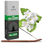 Simply Vedic Nag Champa Incense Sticks 250g with Holder – 135 Hand-Rolled Natural Agarbatti – No Charcoal, Long-Lasting Aromatherapy- Amazon