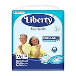 Liberty Popular Adult Diapers, Tape Style, Medium (M) Size, 10 Count, Waist Size (76-101cm | 30-40 inches), Unisex, High Absorbency, Leak Proof, Wetness Indicator, Pack of 1- Amazon