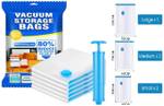 XBEY Space Saver Compression Sealer with Manual Pump Hanging Travel Storage Vacuum Bags  (Pack of 5)- Flipkart