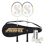 Silver’s Aluminium Stricker Badminton Kit (2 Racquets with Full Cover, 1 Box Feather Shuttlecock Pack of 3)(Yellow/White)- Amazon