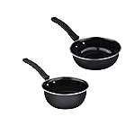 ATEVON Induction-Friendly Nonstick Aluminium Cookware Set – Tadka Pans and Saucepan Combo, Black, 2 Count- Amazon