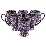 Anwaliya Goblet Series Ceramic Coffee Mugs, 280 ML, Snow Brown, Set of 6- Amazon