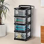 Kuber Industries 4 Layer Heavy Duty Plastic Storage Drawer with Wheels | Modular Cabinet for Bedroom, Office, Home | Chest of Drawers Organiser- Amazon