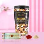 BLK FOODS Rakhi Special Gift Pack | Dry Fruits & Nuts Mix with Rakhi & Roli Chawal Combo  (250g)- Flipkart