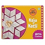 GO DESi Premium Kaju Katli, 61% Cashews, DESi Meetha, Sweets Indian Mithai, Cashew, Indian Sweets Gift Pack, 180/200 grams- Amazon