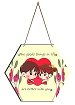 SAF paintings UV Lamined Mdf Hexagon Shape Wall Hanging |Love Theme | Valentine’s Day Gift| Couple|WS-WHAHX-03- Amazon
