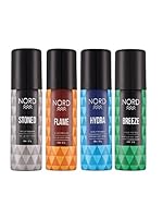 NORD Intense Deodorant sprey Travel Pack Gift Set for Men with Flame, Breeze, Hydra and Stoned Mini Deodorants for Men, Pack of 4 (40ml each) | Gift- Amazon