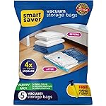 5 Pack Smart Saver Vacuum Bags for Travel, Space Saver Bags (1 Large/2 Medium/2 Small) Compression Storage Bags for Clothes, Bedding, Pillows, Comforters, Blankets Storage Vacuum Sealer Bags- Amazon