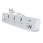 GM Cuba 3341 Extension Board with USB Port Type A & C | 2500 Watt Switch Board Surge Protector | Spike Guard with 1.8 Mtr Cord, 3 International Sockets | Fireproof Upto 750 Degree | 1 Year Warranty- Amazon