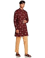 Amazon Brand – Symbol Men’s Floral Regular Cotton Nehru Jacket Kurta Pant Set (3pcs)- Amazon