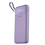 ZEBRONICS MB10000S6 (V1) Power Bank, 10000 mAh, 12W, 5 x Outputs – Dual USB A | Type C | Micro USB | Lightning, Built in I/O Cables, Percentage Display, Carry Loop, Made in India (Lavender)- Amazon