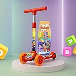 Kidsmate Chhota Bheem® Kick Scooter with Broad PVC Wheels | Non-Slip Wide Deck with Push Brake Kids Scooter- Amazon