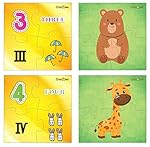 Crackles Numbers from 1-12, Animals and Vehicles 4 Piece Thick Jigsaw Puzzles- Amazon