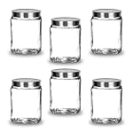 CROCO JAR Cubical Glass Jar 600 Ml | Bpa Free Glass Jars For Kitchen Storage | Kitchen Containers With Lid | Multipurpose Jar | Glass Storage Container | See Through Cap | Pack Of 6,Transparent- Amazon