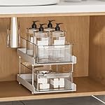 JD FRESH 2 Tier Under Sink Organiser/Clear Bathroom Cabinets/Vanity Countertop Storage Container/Medicine Cabinet/Drawers Bins/Pull-Out Organization with Track- Amazon