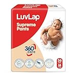 LuvLap Supreme Diaper Pants Medium (MD) 7 to 12Kg, 36 Pcs, 360° skin care with 10 million breathable pores, Aloe Vera- Amazon