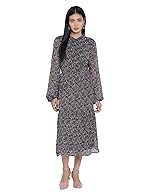 Oxolloxo Women Polyester A-Line Regular Sleeves Floral Black Casual Dress- Amazon