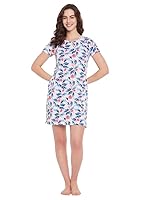 Clovia Women’s Cotton Printed Short Night Dress – Pink- Amazon