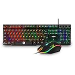 FRONTECH Wired Gaming Combo Keyboard and Optical Mouse with RGB Backlight Effects| 104 Membrane Keys | USB Plug & Play | Ergonomic & Comfortable Design (KB-0040, Black)- Amazon