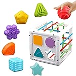 HighRoof Shape Sorter Baby Toys, Montessori Toys for Boys Girls, Activity Cube Sensory Bin- Amazon