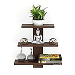 Furniture Cafe® Wooden Wall Shelves for Living Room | for Home Decor Items | Floating Book Rack for Study Room, Office, Kitchen 3Tiers | Size- Standard | Colour- Brown- Amazon