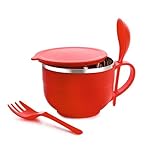 GANESH Stainless Steel Noodle&Soup Bowl with Handle&Spoon,Airtight&Leak Proof Bowl for Pasta,Soup,Rice,Maggie Food Container for Use in Kitchen,School,Office,Travel (Multicolor),500 Milliliter-500 Ml- Amazon