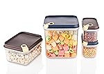 Ritu J-371 Push ‘N’ Lock Plastic Airtight Food Storage Containers With Leakproof Lid, Set of 4, Transparent, 650ml- Amazon