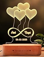 ZOCI VOCI Anniversary Gift for Wife – 3D Illusion Heart Lamp |Engraved Night Lamps Personalized Gifts for Wedding Customized Gifts for Couple |Marriage Gifts (3D Illusion – Medium) LED, Acrylic, Clear- Amazon