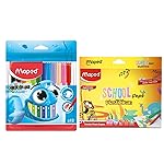 MAPED Colouring Kit – 2Pcs Set Washable Felt Tip Pen X12 Shades Plastic Crayons X15 Shades|Eraseable Plastic Crayons| Bright colour Sketch pens|Birthday Gift|Rakhi Gift| Return Gift- Amazon