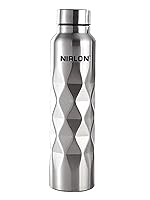 NIRLON Stainless Steel Single Wall Diamond Cut Water Bottle/Fridge Refrigerator Bottle/ 100% Leak Proof/Office Bottle/School Bottle, 1000 ML, Set of 1 (FB_Crystal Cool)- Amazon