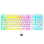 Ant Esports MK720 Pro V2 Wireless TKL RGB Gaming Membrane Keyboard, Backlit Wireless Keyboard Long Lasting Rechargeable Battery High Built Quality – PC PS5 PS4 Xbox One Mac – White- Amazon