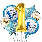 AMFIN® 1st Birthday Decoration For Boys / 1st Blue Theme Foil/Marble Balloons for Decoration / 1st Blue Birthday Theme/Photoshoot Props first Birthday- Amazon