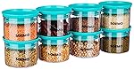 Solimo Plastic Storage Jar and Container Set I Air Tight & BPA Free Containers for Kitchen Storage Set I Grocery Kitchen Container Set I Multipurpose Jar, 500 Ml Each, Set 8, Blue- Amazon