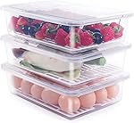 Claiez Fridge Storage Boxes Fridge Organizer with Removable Drain Plate and Lid Stackable Fridge Storage Freezer Storage Containers for Fish, Meat, Vegetables, Fruits (2500ML, Pack of 1)- Amazon