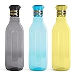 HW HomeWiz Kitchen Plastic Water Bottle I Water Bottle 1 Ltr | Ideal For Kitchen Home Office Travel Small Fridge For Room Gym| Unbreakable & Leak Proof I BPA Free | Set Of 3 Water Bottles, Assorted- Amazon