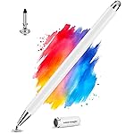 Case-Magic 2 in 1 Universal Stylus Pen with Fine Point Disc Tip+ Micro-Knit Hybrid Fiber Tip| for Smartphone/Tablet/iPad/Pro/Air/iPhone/iOS/Android/All Touch Screens| Aluminum Body (White)- Amazon