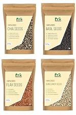 Pronatural Combo Pack of 4 Raw Seeds – 800g (200gX4) – Chia Seed, Basil Seed, Flax Seed & Sunflower Seeds for Complete Nutrition- Amazon