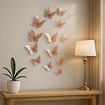 Xtore ® Congealed Paper Metallic Finish Home Decor 3D Butterfly with Sticking Pads (Rose Gold) -Set of 12 Pcs- Amazon