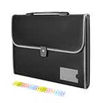 GLUN® 13 Pockets File Folder Organiser Hand Bag, Pack of 1 Black Colour, Document According Folder Organiser, Folder with Vibgyor Colour Labels, Pouch for School, Home & Office- Amazon